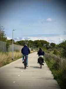 Concrete cycle path coming out of katwijk aan Zee