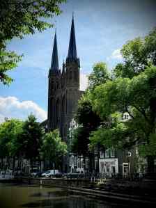 Looking across Singel to De Krijtberg