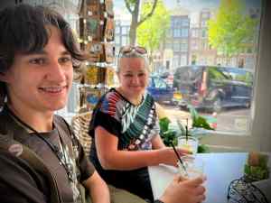 Stopping for an iced coffee at Coffee and cakes Amsterdam