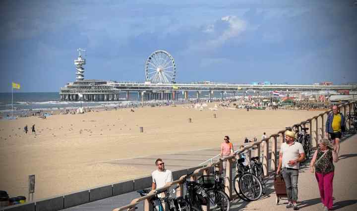 Looking across the beach to the pier at Scheveningen
