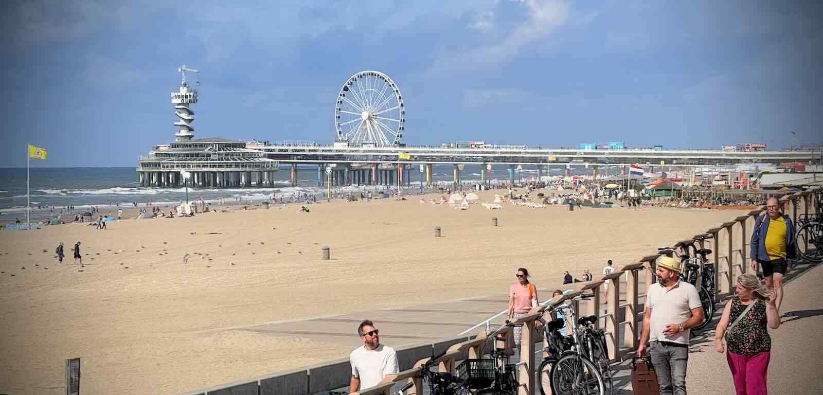 Looking across the beach to the pier at Scheveningen