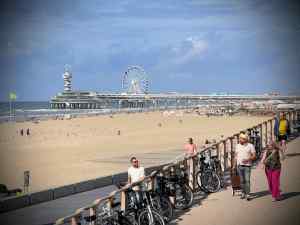 Looking across the beach to the pier at Scheveningen