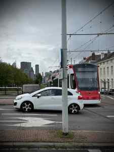 Car blocking the tram on Javastraat