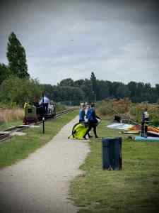 Train and windsurfers at Valkenburgse Meer
