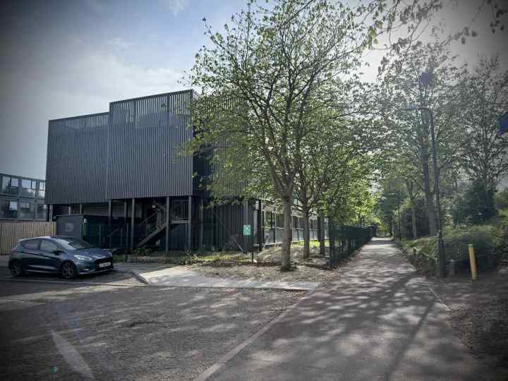 Temporary housing made from shipping containers at Pencarrow Mews, Fishermead
