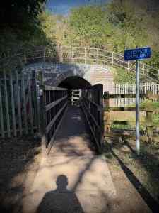 Approaching the tunnel under the railway tracks, Bradwell, that also carries the Tref-y-nant Brook