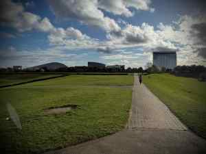 Looking towards Milton Keynes centre from the Light Pyramid, Campbell Park