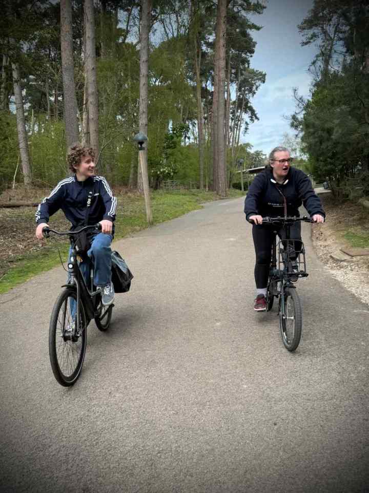 Riding round the site