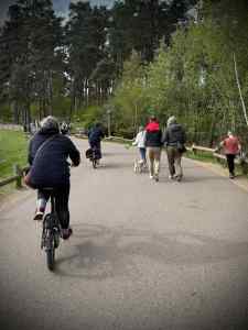 Riding round the site