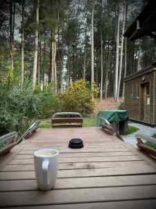 Enjoying a morning coffee outside the back of our lodge