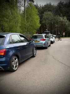 Cars queuing on changeover day