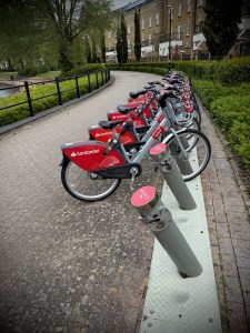 Santander hire bikes at Caldecotte Lake