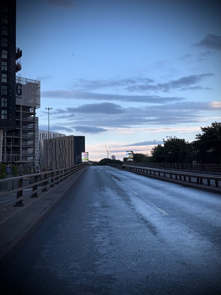 Rising up over the Princess Road junction