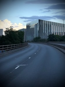 Eastbound, approaching MMU's Faculty of Business and Law