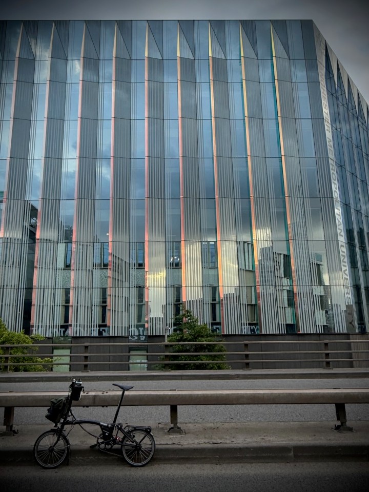 Bike check in front of MMU's Faculty of Business and Law