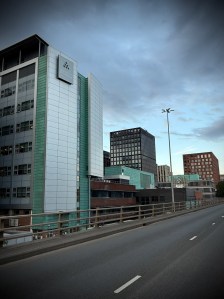 MMU buildings between Chester Street and the Mancunian Way