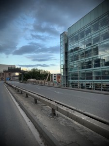 MMU's Manchester Law School and building site where All Saints Library used to be
