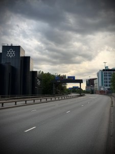 Looking back towards various MMU buildings