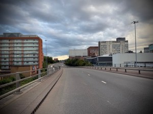 Lockton Court on the left, old UMIST campus on the right