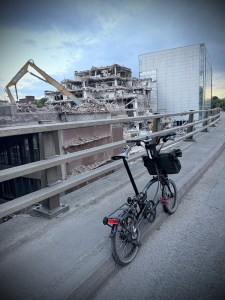Bike check in front of the All Saints Library demolition