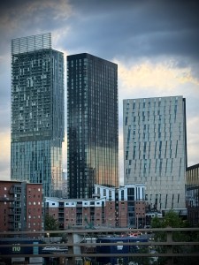 Three towers, Beetham Tower, Viadux and AXIS Manchester