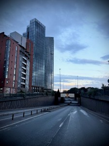 Looking back at the underpass under Deansgate Interchange