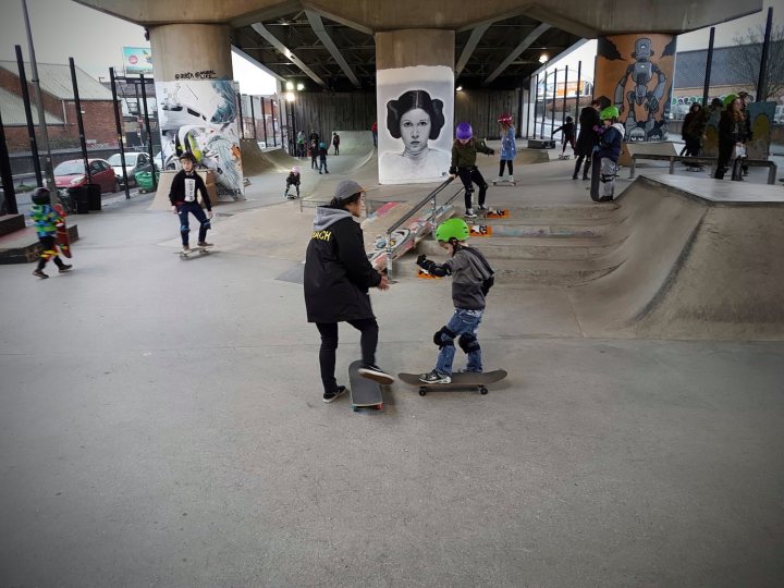 Inside Projekts Skatepark, underneath the Mancunian Way