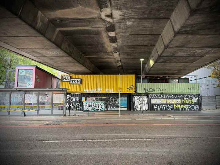 Closed Hatch under the Mancunian Way on Oxford Road